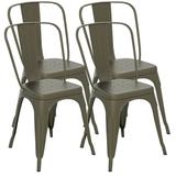 Gymax Set of 4 Metal Dining Chair Stackable Tolix Bar Cafe Side Chair Gun