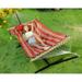 Zupapa 2in1 Rope Pad Hammock with Stand 450lbs Capacity Double Outdoor Hammock with Stand Cotton Rope Hammock with Polyester Pad and Pillow