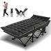 Lilypelle folding cot with mattress Heavy Duty Sleeping Cots with Carry Bag Double Layer Oxford Portable Folding Camping Cot for Home Office Nap and Outdoor Beachï¼ŒUpgrade Black