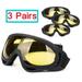 LELINTA 3 Pairs Ski Goggles Snowboard Goggles Skate Glasses Motorcycle Cycling Goggles for Youth Men & Women Winter Snow Outdoor Sports Goggles with UV Protection Wind Resistance Yellow