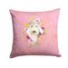 Carolines Treasures CK4226PW1414 Lakeland Terrier Pink Flowers Fabric Decorative Pillow 14Hx14W multicolor