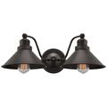 Kira Home Welton 19 2-Light Farmhouse Bathroom Light Wall Sconce Barn Light Gold Trim + Brushed Dark Bronze