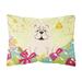 Carolines Treasures BB6123PW1216 Easter Eggs English Bulldog White Canvas Fabric Decorative Pillow 12H x16W multicolor