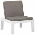 Dcenta Patio Lounge Chair with Cushion Plastic Garden Chair White for Balcony Backyard Poolside Outdoor Furniture 25.6 x 25.6 x 27.6 Inches (W x D x H)