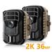 CAMPARK 2 Pack Trail Camera 36MP 2K Game Deer Hunting Camera with Night Vision Waterproof 120Â° Wide Angle Motion Activated 2.0 LCD Trail Cam for Wildlife Monitoring