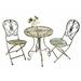 Westcharm 3-Piece Outdoor Metal Bistro Set with Scrolling Heart Peacock Tail Motif & Folding Chairs Verdigris Green