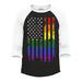 Shop4Ever Men s Distressed Rainbow Flag Gay Pride Raglan Baseball Shirt X-Large Black/White