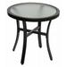 Garden Elements Bellevue Patio Table Round Aluminum Base and Rim with Glass Top Mocha 20