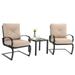 Sophia&William 3-Piece Outdoor Bistro Set Patio Dining Set C-Spring Chairs and Side Table Beige