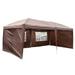 1 Set 210d Silver Oxford Cloth Steel Lt-3x6m 4 Sides Dark Coffee Color 2 Windows Right-angle Foldable Shed