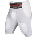 Exxact Sports Rebel 5-Pad Adult Football Girdle w/Integrated Pads w/Cup Pocket | Compression Integrated Football Pads and Protective Football Pads (Adult White) (White X-Large)