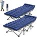 Slsy Folding Camping Cot Travel Cot 2 Packs Heavy Duty Adult & Kids Sleeping Cots w/ Carry Bag and Mattress for Hiking Camping