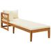 Carevas Sun Lounger with 1 Armrest White Solid Acacia Wood