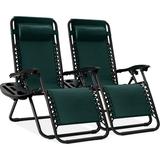 Best Choice Products Set of 2 Zero Gravity Lounge Chair Recliners for Patio Pool w/ Cup Holder Tray - Forest Green