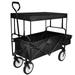 COOKCOK Folding Outdoor Utility Wagon with Removable Canopy Adjustable Handles Garden Carts Black