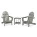 POLYWOOD Classic Adirondack 3-Piece Set with South Beach 18 Side Table in Slate Grey