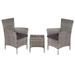 Dcenta 3 Piece Bistro Set Coffee Table and 2 Chairs with Cushion Gray Poly Rattan Outdoor Dining Set for Bar Pub Garden Backyard Patio Outdoor Furniture