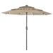 9 FT 3 Tiers Outdoor LED solar Patio Umbrella With Push Button Tilt Crank And 8 Ribs Beige