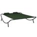 Anself Outdoor Lounge Bed with 2 Pillows Fabric Sunbed Steel Frame for Poolside Patio Balcony Beach Outdoor Furniture 78.7 x 68.1 x 17.7 Inches (L x W x H)