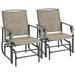 Outsunny 2 Piece Glider Set Outdoor Swing Chairs Patio Rocking Armchairs with Breathable Mesh Fabric Steel Frame for Garden Backyard Patio Dark Brown/Khaki