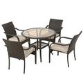 Noble House San Pico 5 Piece Outdoor Dining Set in Brown