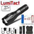 Flashlight 5000 lm LED Rechargeable Bright Tactical Flashlights High Lumens and Mini Handheld Light (Batteries Included) with 5 Modes Zoomable Water Resistant for Camping Hiking and Home Emergency