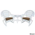 Jeco Santa Maria White Rocker Wicker Chair and End Table Set Brown