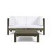 GDF Studio Cascada Outdoor Modular Acacia Wood Loveseat and Table Set Gray and White