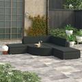 Andoer 6 Piece Garden Set with Cushions Poly Rattan Black