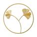 Dengmore Nordic Living Room Light Luxury Gold Round Ginkgo Leaf Metal Wall Hanging for Home Decor