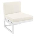 Luxury Commercial Living 30 White Outdoor Patio Extension Lounge Chair with Natural Sunbrella