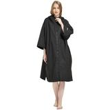 Oksun Waterproof Changing Robe Windproof Oversized Surf Poncho Hooded Warm Fleece Lining Coat Black