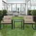 Outdoor Indoor 3Pcs terrace furnishings chair Set Wicker Bistro house Sets with Cushions and Tempered Glass occasional Table