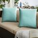 Set of 2 Blue Sunbrella Canvas Aruba Indoor and Outdoor Throw Pillows 18