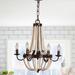 Cusp Barn Wood Chandeliers French Country Wooden Beaded Chandelier with 6 Candle Light for Dining Room Rusty