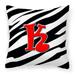 Carolines Treasures CJ1024-KPW1414 Letter K Initial Monogram - Zebra Red Fabric Decorative Pillow 14Hx14W multicolor