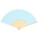 Yesbay Chinese Style Blank Folding Hand Held Bamboo Paper Pocket Fan DIY Craft Gift Light Blue