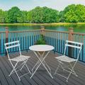 Ozy 3 Piece Porch Bistro Furniture Set â€“ 2 Handy Sturdy Chairs With a Round Coffee Table - White