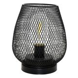 Decorative Table Lamp Night Light Battery Powered Vintage Style Bird Cage Shaped Light for Nightstand Bedroom Office Decor - Black
