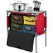 VEVOR Camping Kitchen Station Aluminum Portable Folding Camp Cook Table with 4 Detachable Legs & 4 Cooler Bags Red