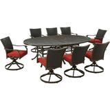 Hanover Traditions 9-Piece Aluminum Outdoor Dining Set Red