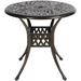 MEETWARM 31 Round Patio Bistro Table Outdoor Cast Aluminum Small Dinning Table with 2 Umbrella Hole Dark Bronze