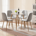 Bacyion 5 piece Dining Room Table Set for 4 Modern Kitchen Table and Chairs Dining Table Set for Kitchen Dinette Small Space(Round Table+4PCS Light Grey Chairs)