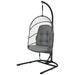 Patiojoy Modern Rattan Hanging Egg Swing Chair w/Stand Foldable Cushioned Hammock Gray