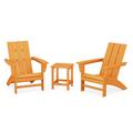 POLYWOOD Modern 3-Piece Adirondack Set with Long Island 18 Side Table in Tangerine