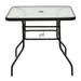 32 Square Tempered Glass Table Steel Frame Outdoor Table for Yard Garden