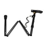 Non-slip Adjustable Height Aluminum Alloy Folding Walking Stick Cane Travel Crutch Alpenstock (Black)