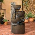 John Timberland Ashmill Urn Rustic Cascading Outdoor Floor Water Fountain with LED Light 29 for Yard Garden Patio Deck Porch Exterior Balcony