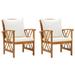 Andoer Garden Chairs with Cushions 2 pcs Solid Acacia Wood