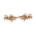 Capri Outdoor Acacia Wood 6 Piece Chaise Lounge Set Teak